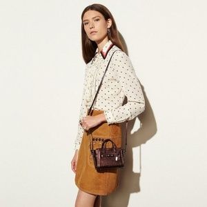 Coach Pebbled Leather Swagger 15 in Gunmetal